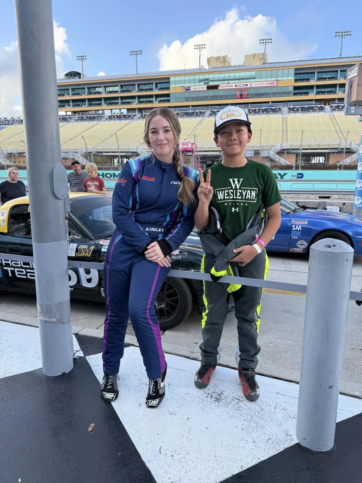 Pit lane with fans