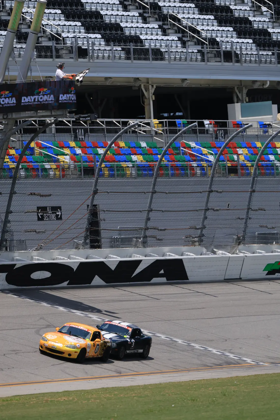 TOSHI 81 side by side at the start/finish line, Daytona International Speedway